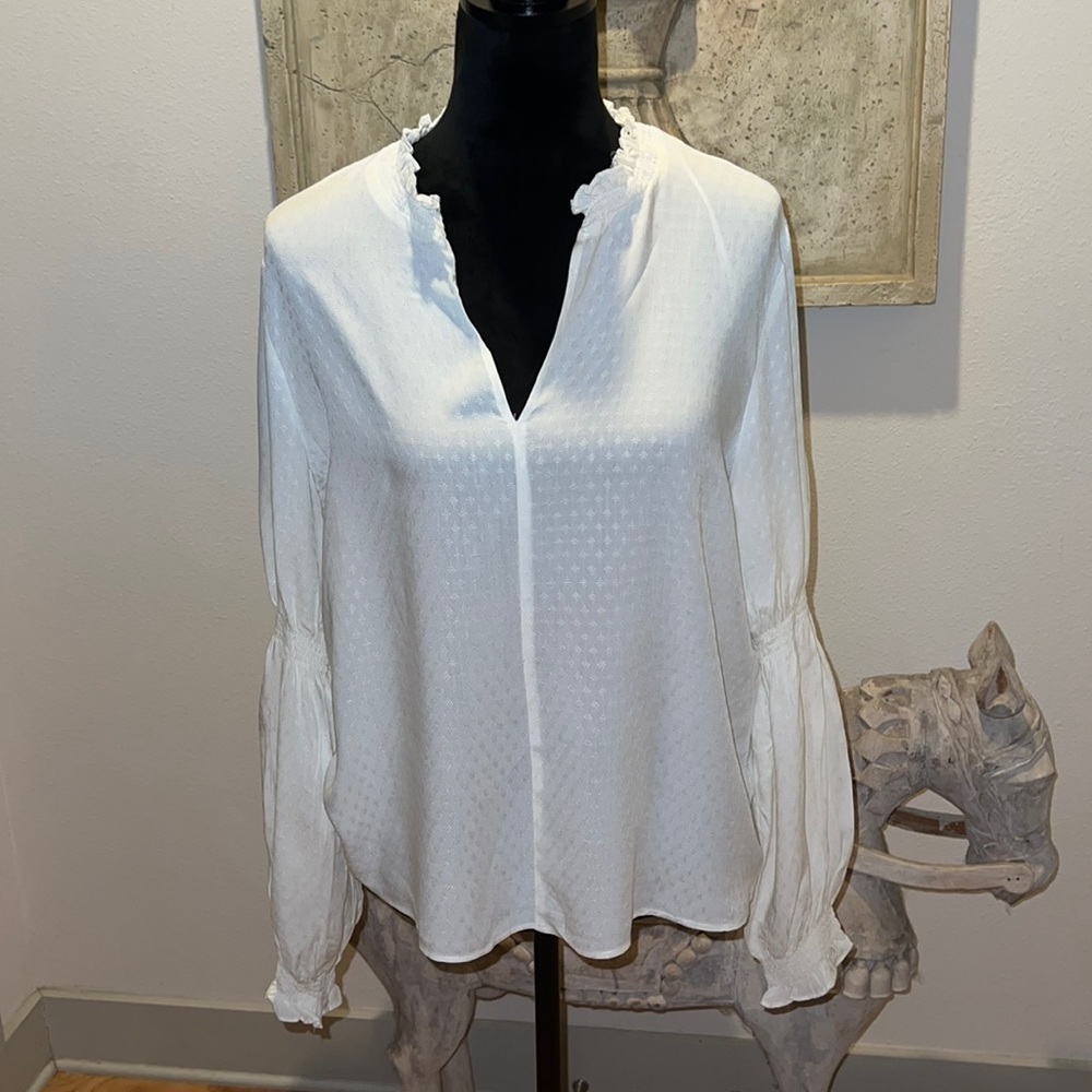 1. State Boho ivory top‎ peasant blouse long sleeves Sz M